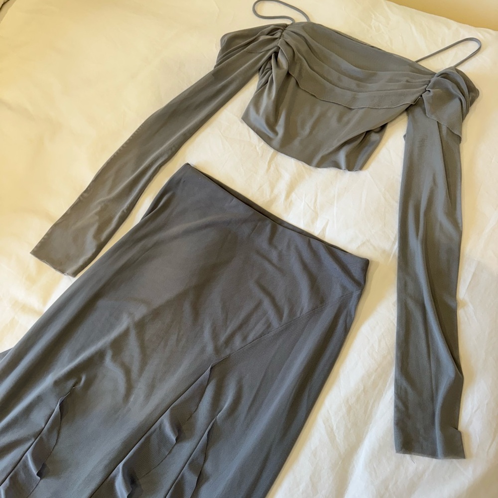 Zara Gray Off-Shoulder Dress